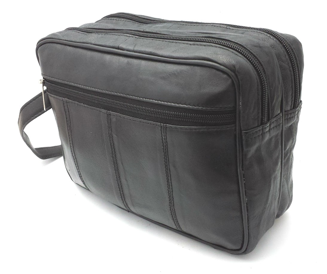 LARGE MENS SOFT LEATHER TOILETRY TRAVEL WASH BAG TRAVEL KIT OVERNIGHT | eBay