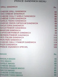 Prince Sandwich menu 1