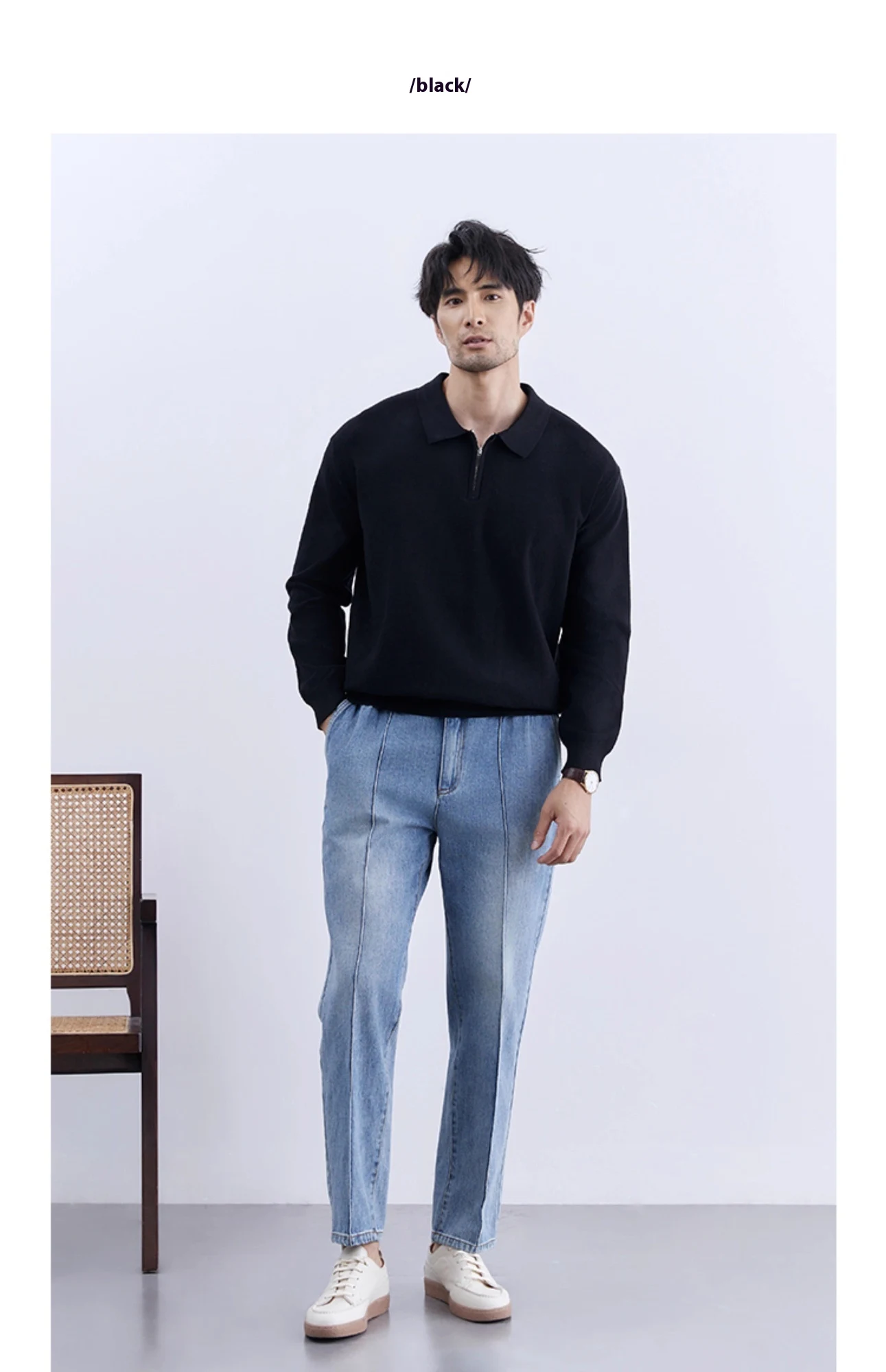 Title 12, Mens Lapel Zipper Front Slim Pullover Sweater ...