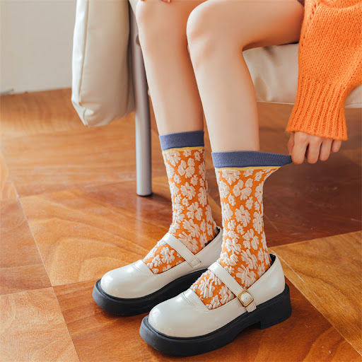 Title 4, Three-dimensional embossed long pile socks in J...