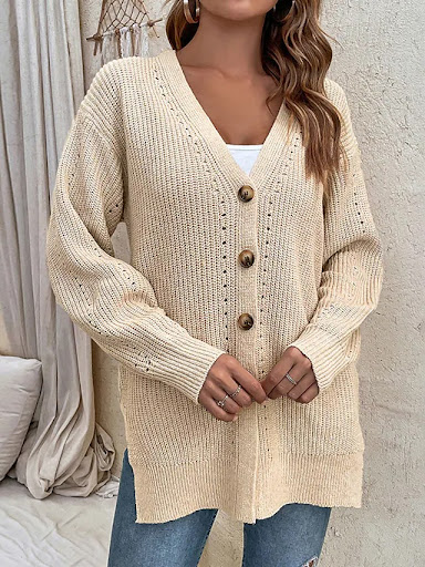 Title 5, Womens Hollow Cardigan Sweater Button Coat Lig...
