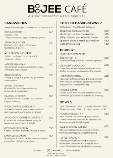 Boojee Cafe menu 