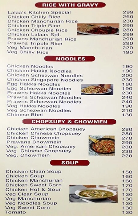 Lalaa's Kitchen menu 