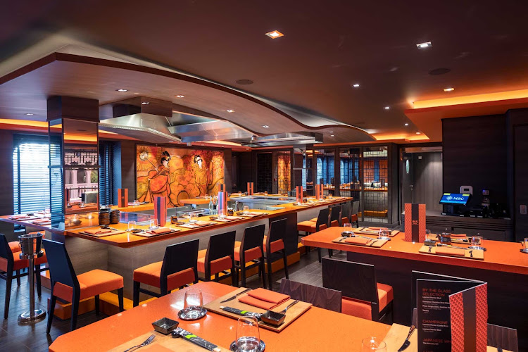   Head to the stylish Kaito Teppanyaki Restaurant & Sushi Bar for authentic Asian cuisine on MSC Grandiosa. 