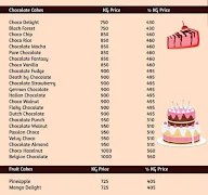 Cake Corner menu 1