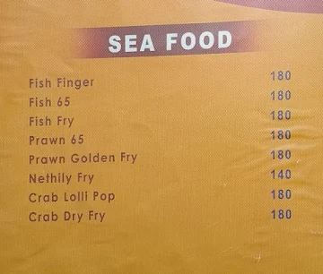 Quality Restaurant menu 