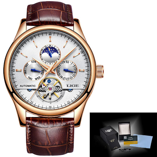Title 5, Mens Automatic Mechanical Watch Leather Belt W...