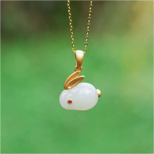 Title 2, Hare Hotian Jade Pendant Sterling Silver Neckla...