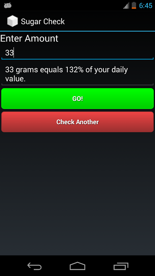 Android application Sugar Check screenshort