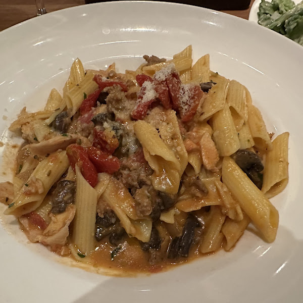 Awesome Italian sausage penne pasta.