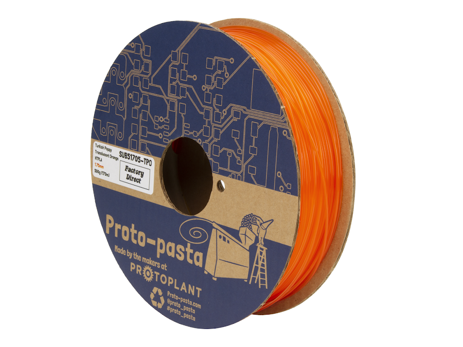 Proto-Pasta Translucent Turkish Poppy Orange HTPLA Filament - 2.85mm (0.5kg)