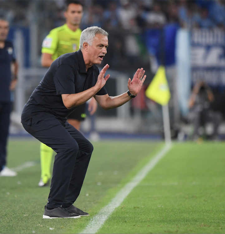 AS Roma coach Jose Mourinho reacts during a past match