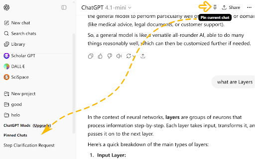 고정된 채팅 - ChatGPT Mods