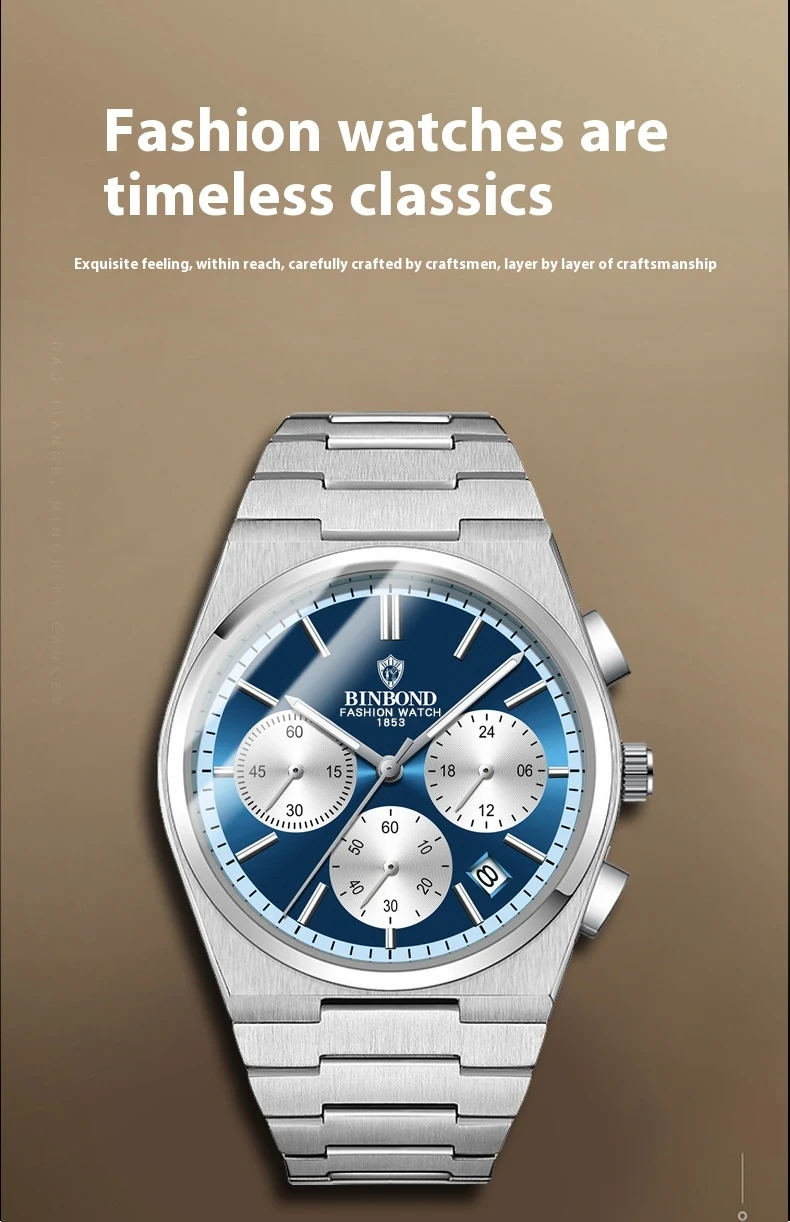 Title 10, Heren horloge met chronograaf, drie ogen en zes...