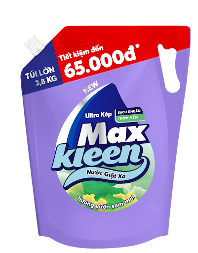 Túi Nước Giặt Xả MaxKleen Hương Vườn Sớm Mai 3,8kg