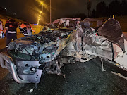 Two people died early on Sunday morning in a motor vehicle collision on the N1 north after the Rivonia Road off ramp in Johannesburg.