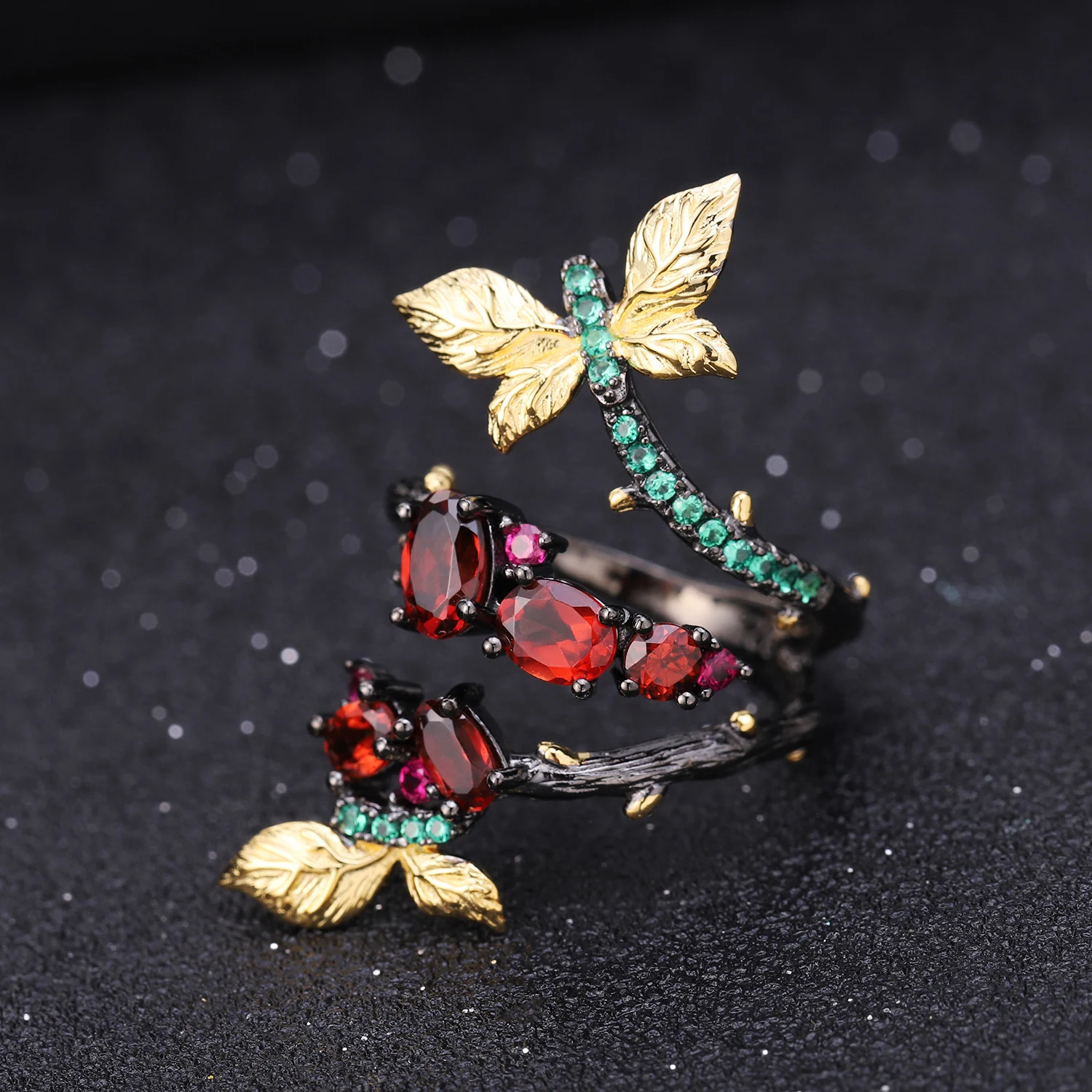 Title 2, Bague papillon en argent S925 et améthyste natu...