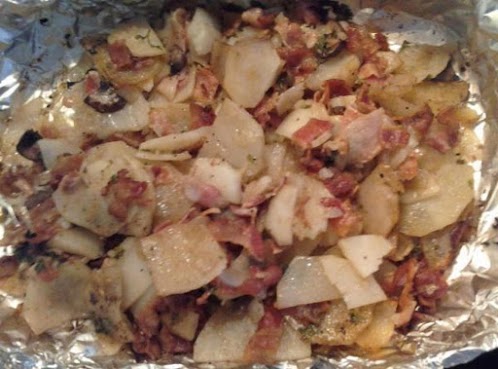 Bacon & Onion Foil Wrapped Baked Homefries