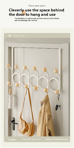 Title 4, Punch-free iron wooden ball double hook hanger ...