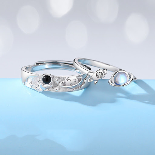 Title 2, Galaxy Couple Ring Pair All Matching Set Perfec...