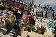 'Gangsta Gardener' Ron Finley in his swimming pool garden.