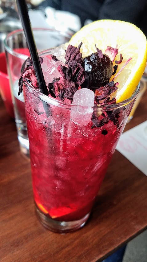 Bar Casa Vale Brunch cocktail of Tea Cobbler with Brandy, hibiscus, and citrus