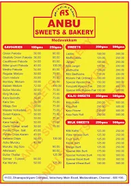 Anbu Sweets And Bakery menu 1