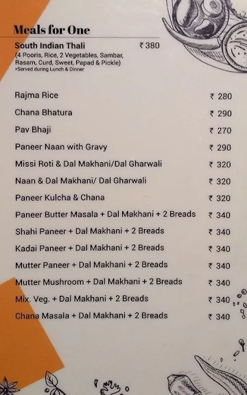 Sagar Ratna menu 