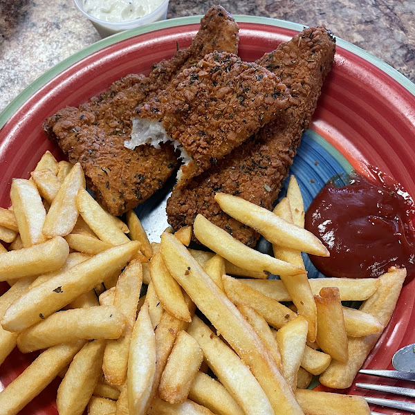 Ate the quesadillas before I thought to take a picture. This is the fried fish and chips. REALLY good!