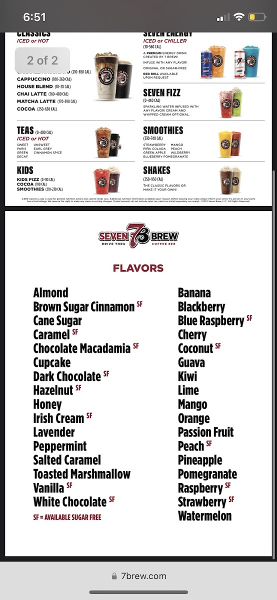 Syrup Menu