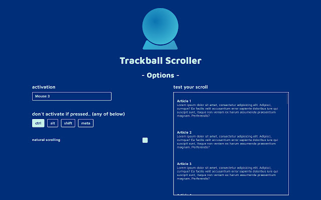 Trackball Scroller chrome extension