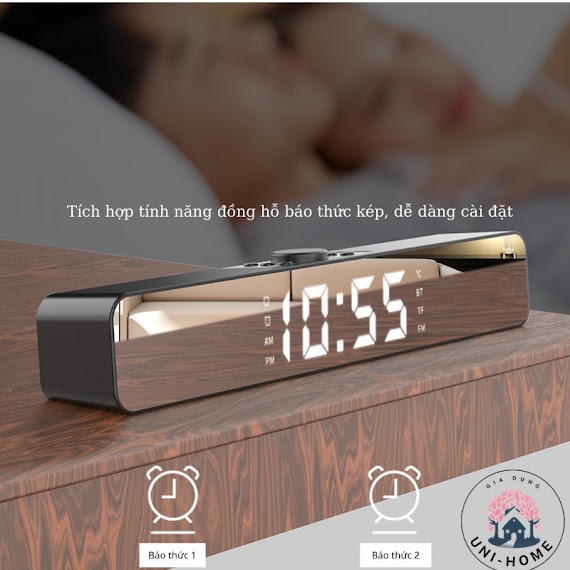 [Phiên Bản Mới] Loa Bluetooth Kiêm Đồng Hồ Báo Thức Âm Thanh Sống Động Không Rè Nhỏ Gọn