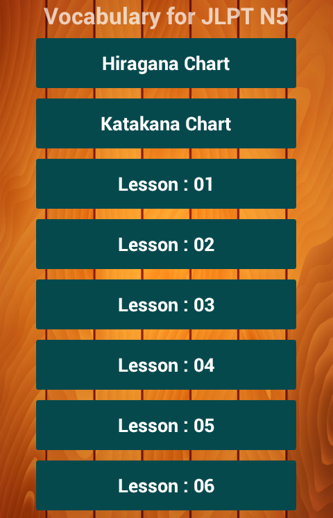 JLPT N5 Vocabulary Screen 1