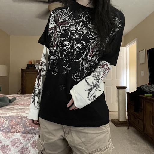 Title 2, Gothic Tops Women Vintage Graphic Print Patchwork