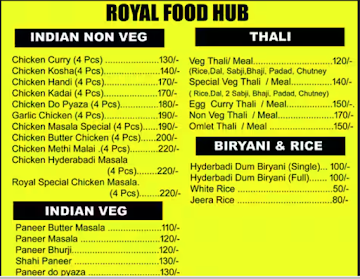 Royal Food Hub menu 