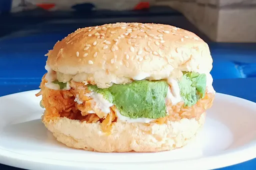 Chicken Schezwan Crispy Burger