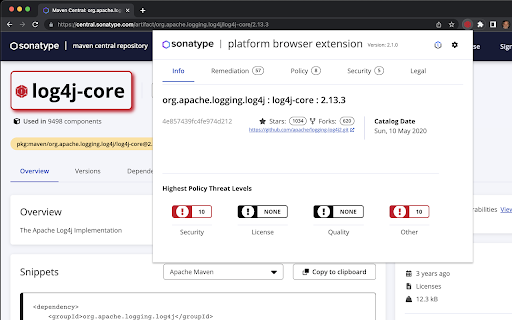 Sonatype Platform Browser Extension