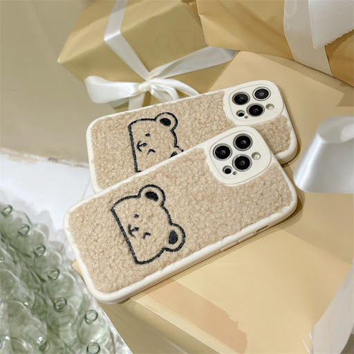 Title 2, Simple Plush Embroidered Bear Shockproof Phone ...