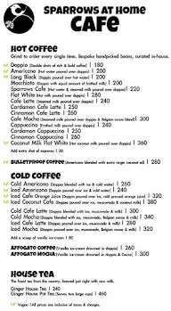 Sparrows At Home Cafe menu 1