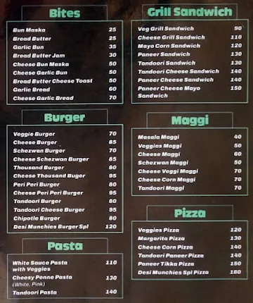 Desi Munchies menu 