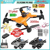 Flycam Điều Khiển Từ Xa P9 - Playcam Mini Giá Rẻ Trang Bị Camera Kép 4K, Cảm Biến Chống Va Chạm Trên Không, Pin 2500Mah