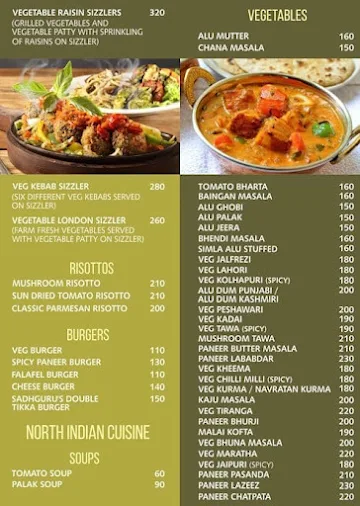 Sadhguru's Veggie Delight menu 