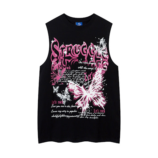 Title 10, Trendy Design Butterfly Sleeveless T-shirt for ...