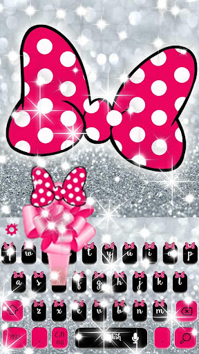 Pink Bow Silver Glitter Keyboard Theme