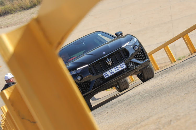 The Levante’s hill descent system works going forward or in reverse.