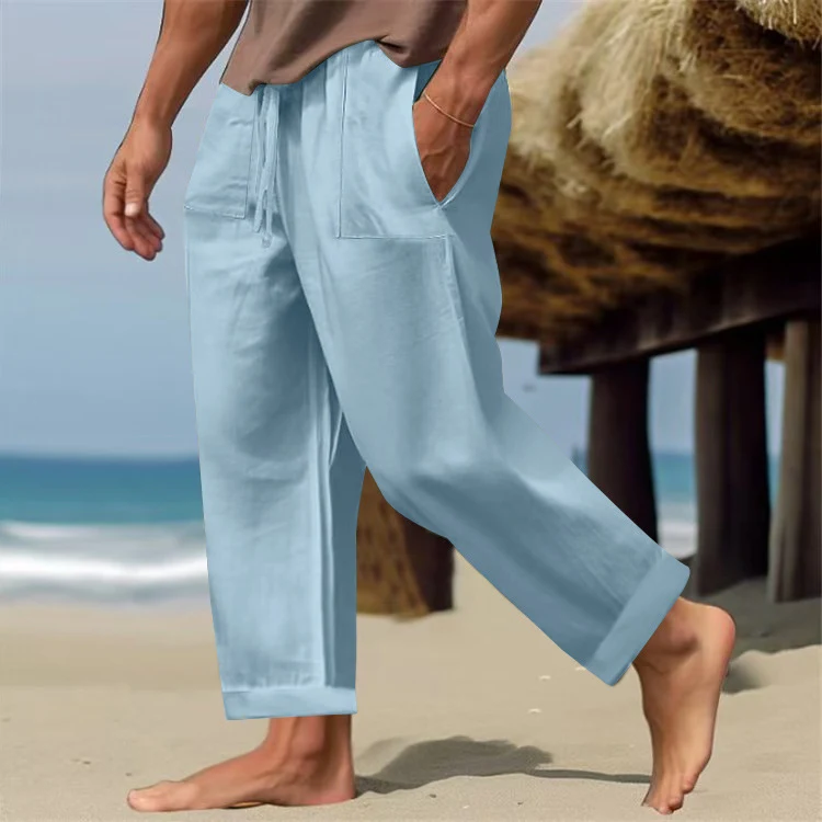 Men's Linen Pure Color Comfort Breathable Casual Pants for Everyday Wear. Lightweight and breathable, perfect for warm w