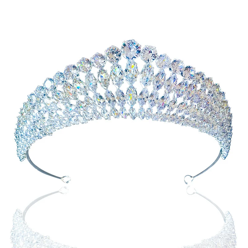 Diadème Couronne Zirconium Super Flash Diamant Complet Reine Bandeau Accessoire Cheveux Élégant pour Mariage Soirée