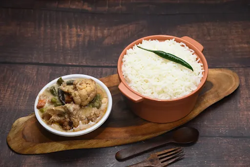 Plain Rice With Mix Veg Sabji