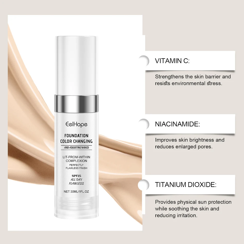 Base de Maquiagem Camufla Mudanças de Temperatura Hidratante Natural Cobertura Perfeita Pele Radiante Duradoura