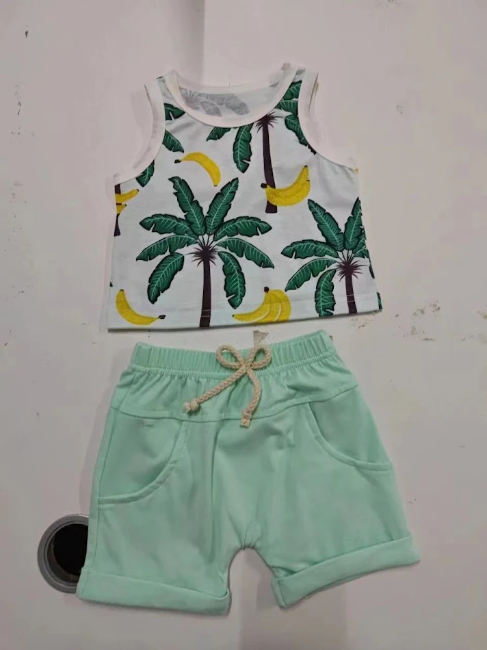 Spring Leisure Printed Vest Shorts Set. Enjoy comfort and style this spring. Perfect for leisure activities and sunny da